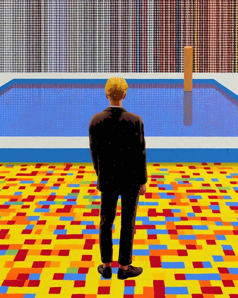 Teaching a binary machine about a non-binary world in the style of Hockney