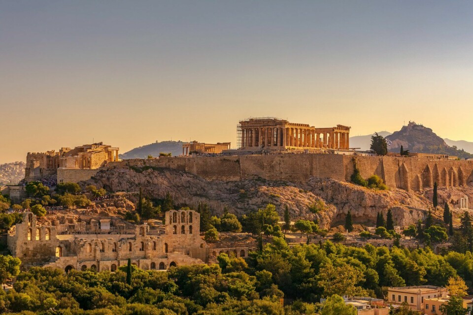 Gezicht op de Akropolis van Athene.