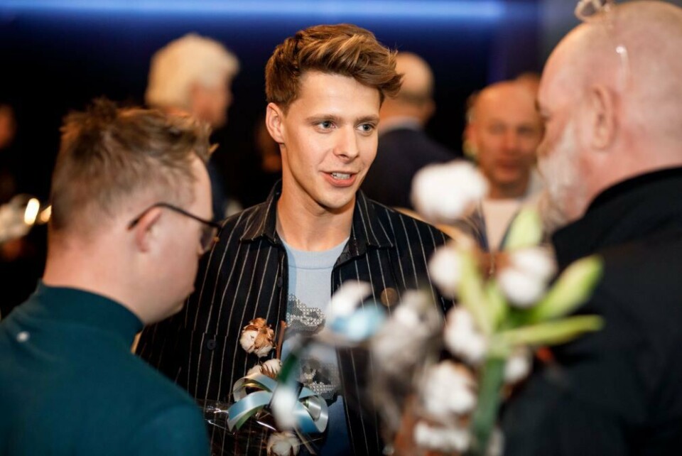 Leendert tijdens de première van Mees Kees in de Wolken