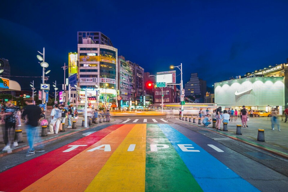 Een regenboogpad in Taipei.