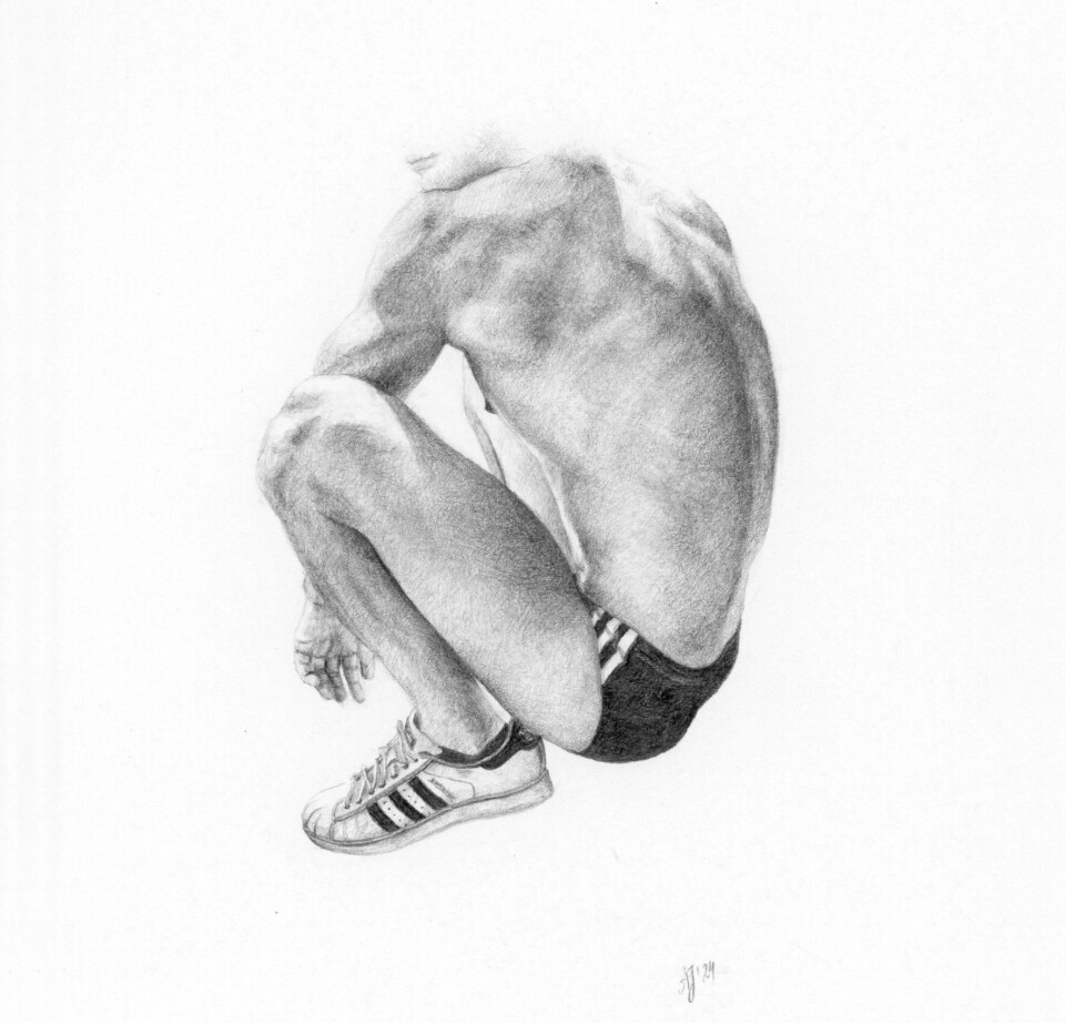 Kom naar de expositie PINK PASSION, als onderdeel van de Roze Zaterdag in Groningen Antti Eric Joronen, Untitled 09, potlood op papier, 21 x 15 cm, 2024