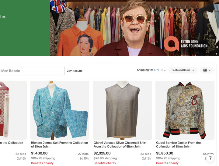 Loop jij straks in de schoenen van Elton John? Hij veilt zijn kleding voor zijn Aids Foundation Elton John Resale