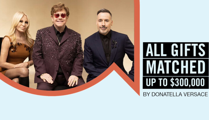 Doneer nu aan de Elton John Aids Foundation en je gift wordt verdriedubbeld Elton John Aids Foundation