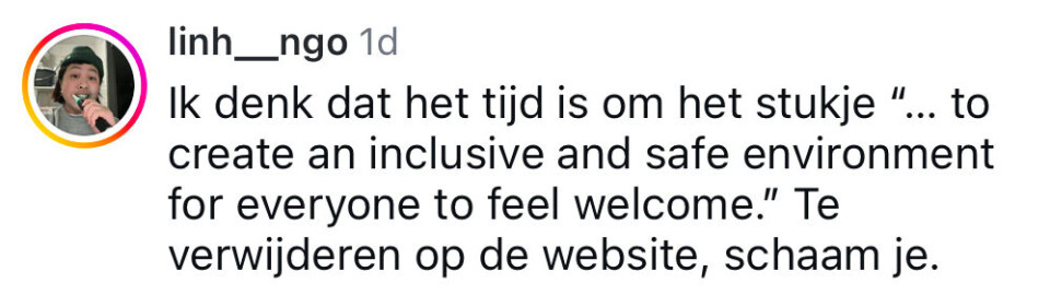 Screenshot reactie Milkshake