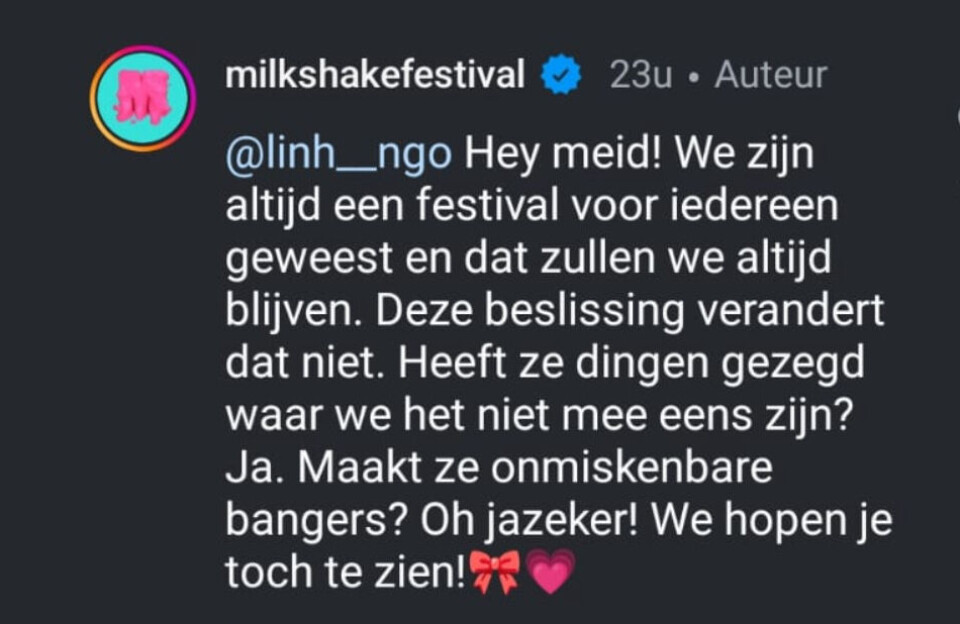 Milkshake boekt homofobe zangeres Azealia Banks Screenshot reactie Milkshake
