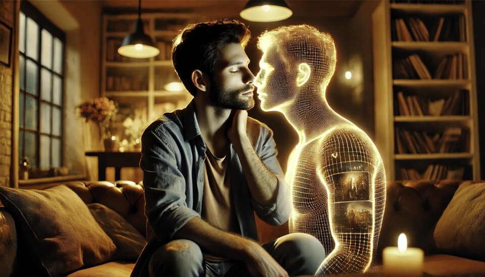 Journalist Erwin Vogelaar doet de test: “Zo is het om te daten met een AI-vriendje” Twee mannen die elkaar kussen
