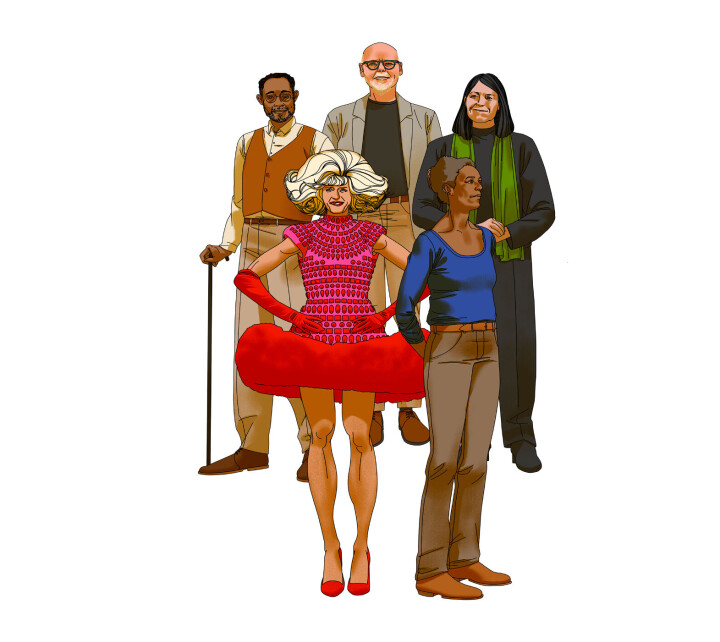 (vlnr) Glenn Helberg, Dolly Bellefleur, Thomas Wormgoor, Anne Krul en Miriam van der Have. Glenn Helberg, Dolly Bellefleur, Thomas Wormgoor, Anne Krul en Miriam van der Have.