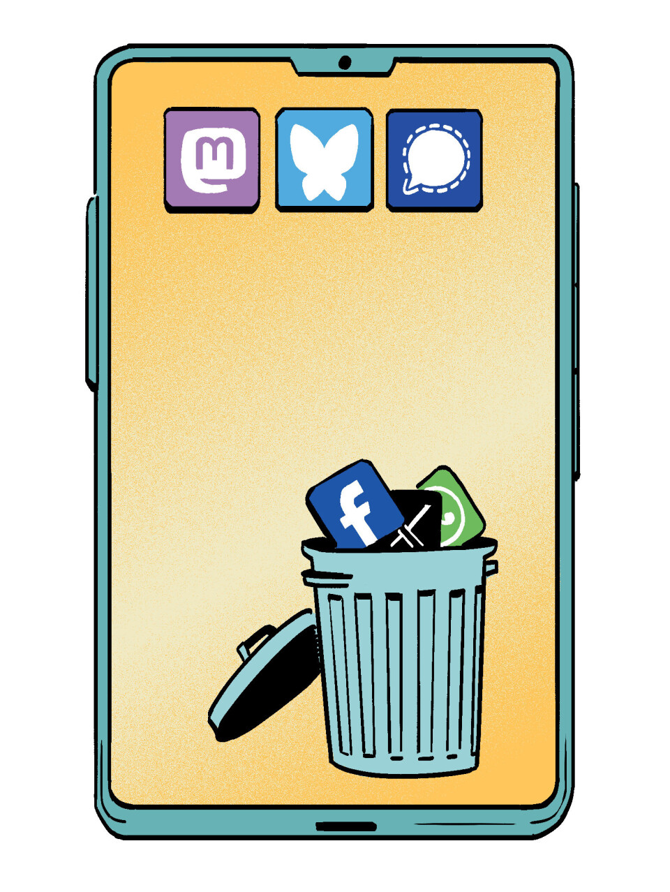 Zo blijven we als queer gemeenschap scherp en sterk in het Trump-tijdperk Illustratie apps verwijderen